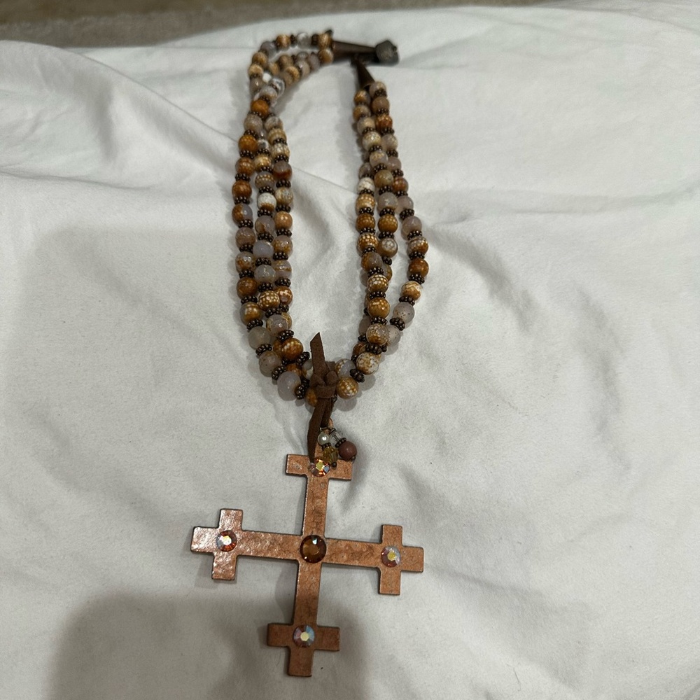 XOXO Multicolor Beaded Cross Necklace